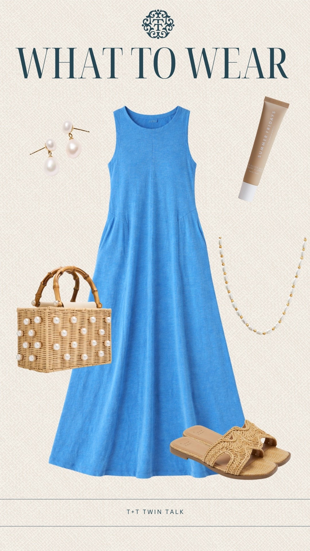 T+T, what to wear! This blue dress from social threads is a great pick for a casual day out! We paired it with woven accessories for a simple look!

#LTKSeasonal #LTKMidsize #LTKOver40
