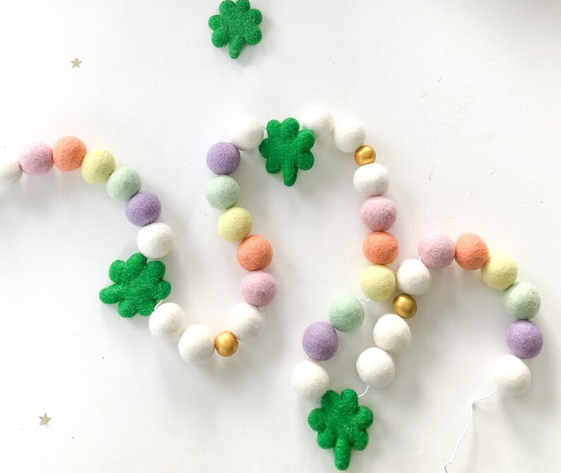 St Patrick's Day Modern Felt Ball Pom Pom Garland/ Pink St - Etsy | Etsy (US)