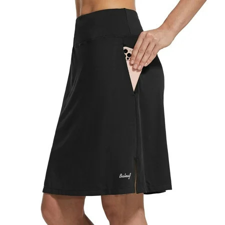 BALEAF Women's Long Skorts With pocket Athletic Wear Ladies Shorts Golf Casual Skirt UV Protection Black M | Walmart (US)