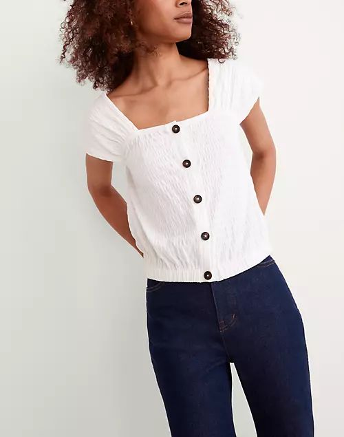 Crinkle-Knit Button-Front Top | Madewell