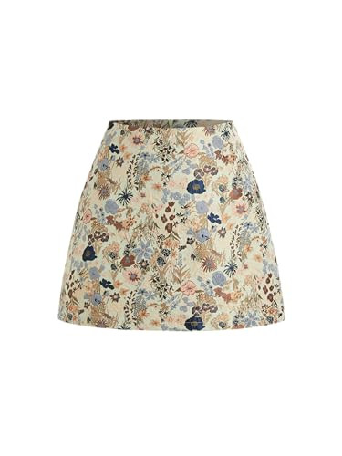 CIDER Mini Skirt Floral Jacquard Mid Waist A Line Skirts for Women Short Zipper Party Clubbing Da... | Amazon (US)