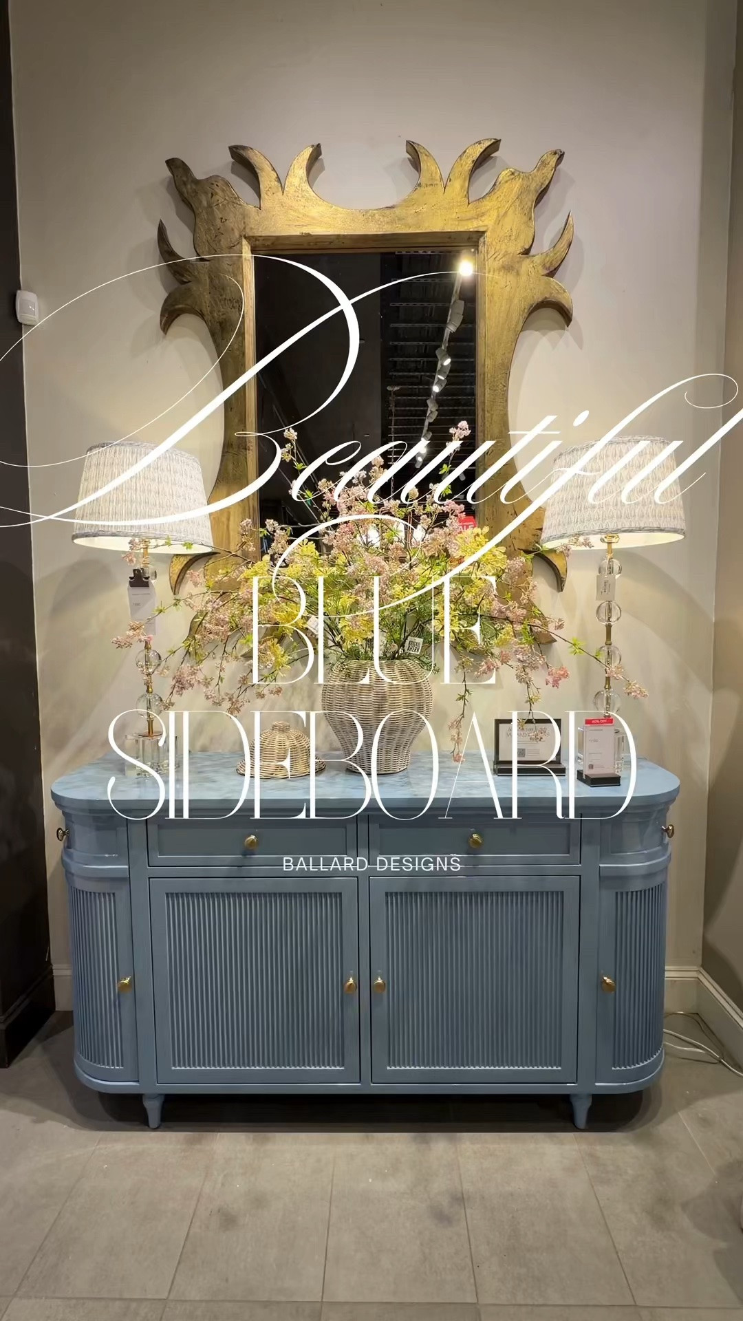 Timeless, elegant, and oh-so grandmillennial! 😍 This powder blue sideboard from Ballard Designs is everything I love about traditional design with a fresh, modern twist. 🩵 The beautifully carved fluted doors and glossy lacquered finish make it feel both classic and chic! ✨ Definitely on my dining room wishlist! 💙  #sideboard #grandmillenial #credenza