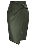 Kate Kasin Women's Faux Leather High Waist Wrap Knit Bodycon Midi Skirt for Business Casual Penci... | Amazon (US)