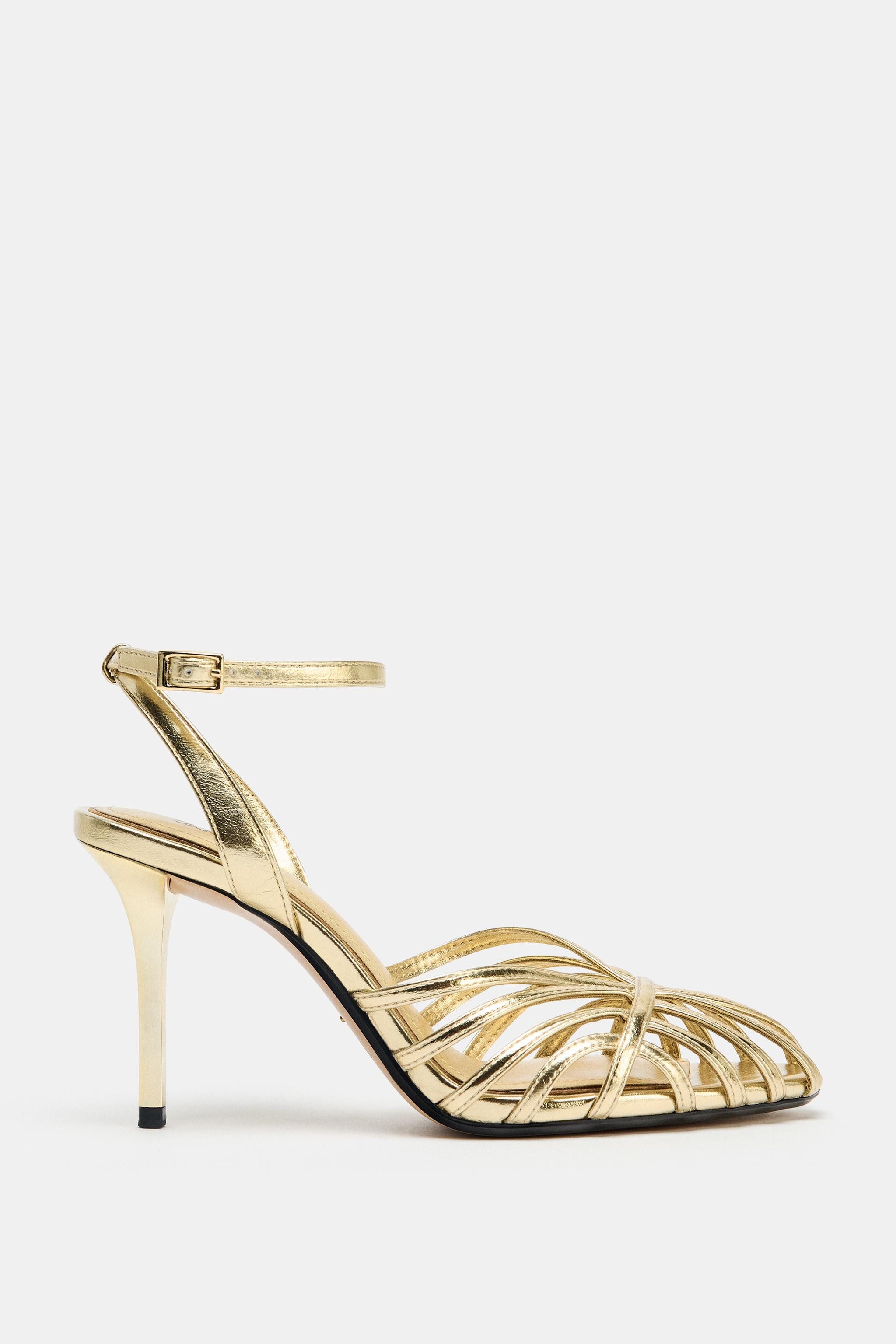 METALLIC HIGH-HEEL CAGE SANDALS | Zara DE