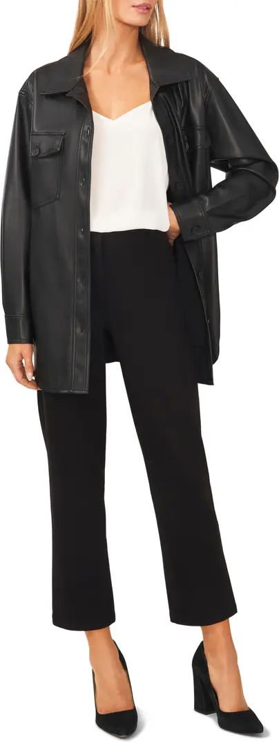 Halogen® Faux Leather Shirt Jacket | Nordstrom | Nordstrom