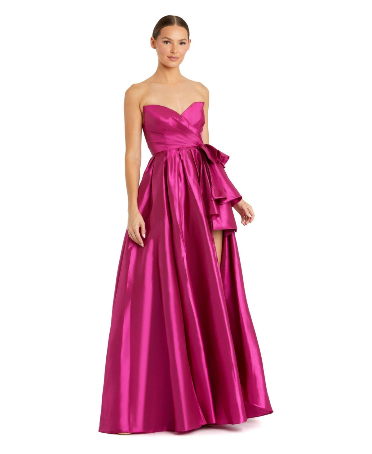 Mac Duggal Women's Strapless Taffeta Gown With Ruffle Detail - Hot pink | Macy's