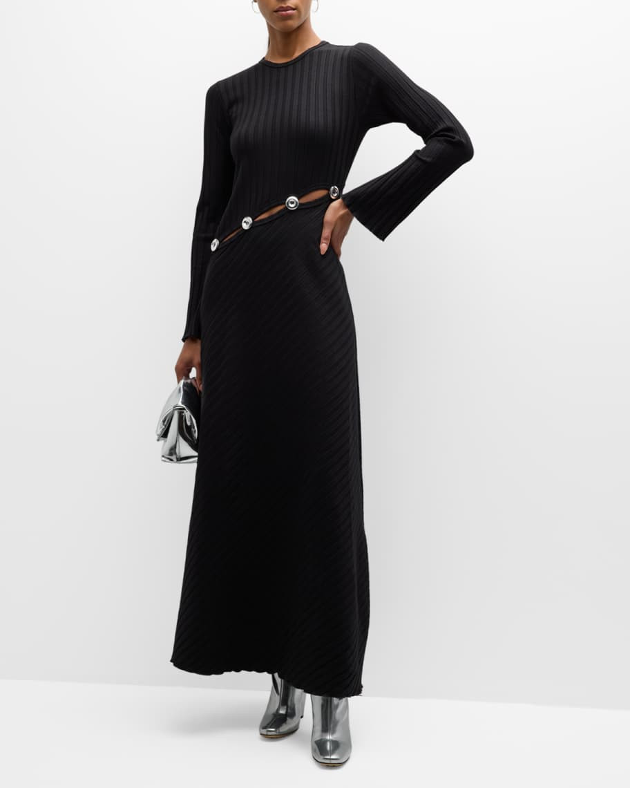 Simon Miller Rib Simm Long-Sleeve Cutout Maxi Dress | Neiman Marcus
