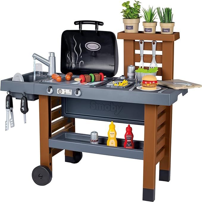 Smoby Garden Kitchen - Outdoor 43 Accessory Play Set, Kids Ages 3+, Grill w/Retractable Magic Fla... | Amazon (US)