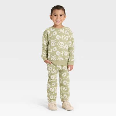 Toddler Boys' Halloween Fleece Sweatshirt and Pants Set - Cat & Jack™ Olive 3T | Target