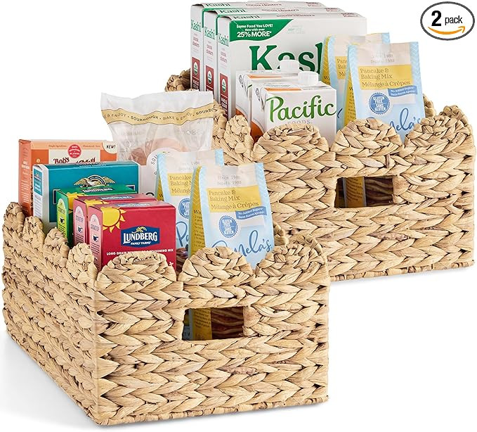 Best Choice Products 16x12 Scalloped Shelf Baskets, Woven Storage Bins, Pantry Organizer for Kitc... | Amazon (US)