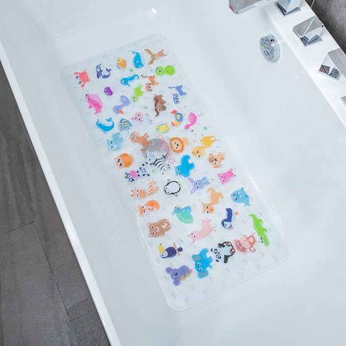 Cartoon Non Slip Bathtub Mat for Kids - 34x15 Inch XL Large Size Anti Slip Shower Mats for for To... | Amazon (US)