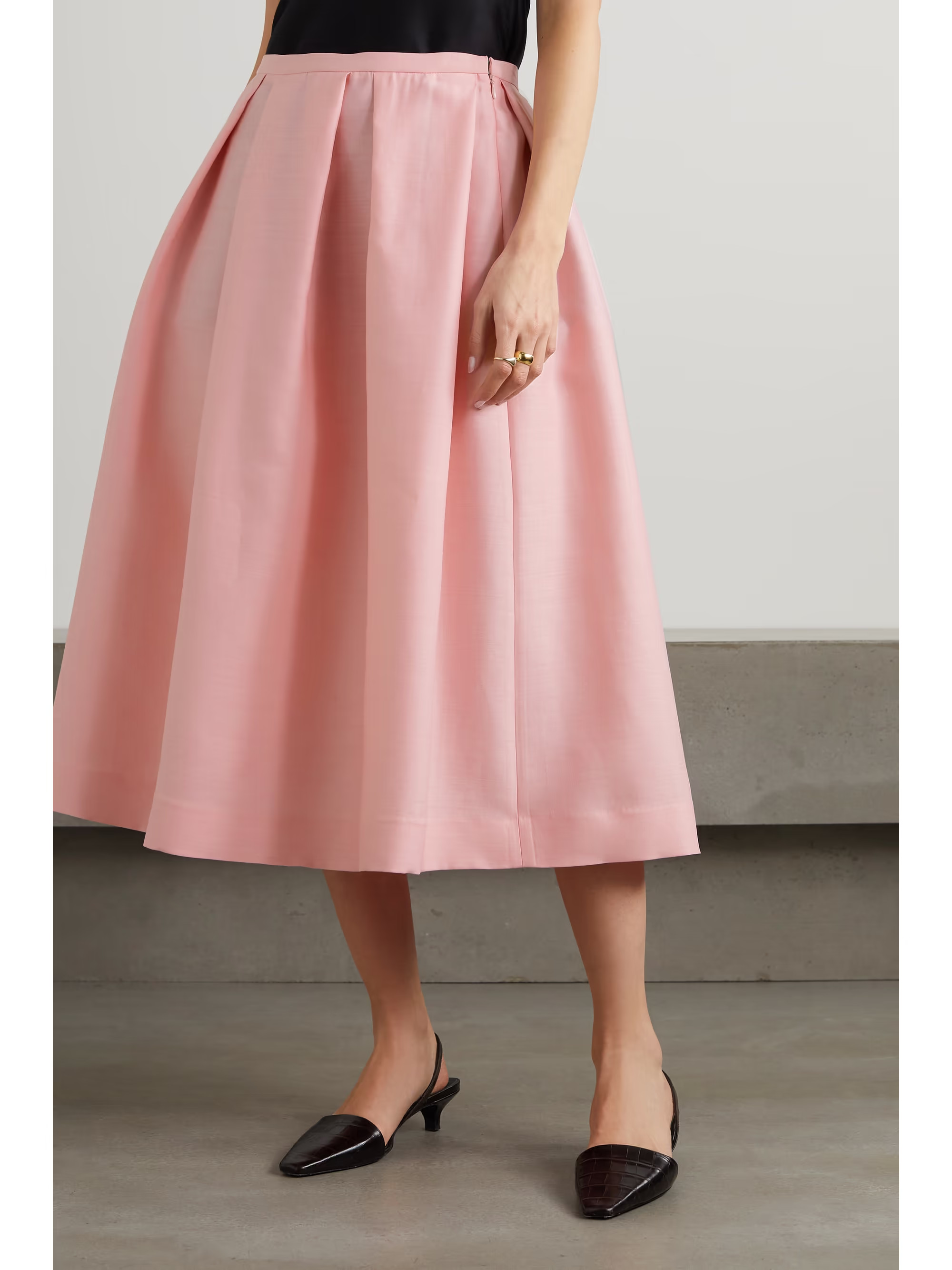Pleated wool and silk-blend midi skirt | NET-A-PORTER (US)