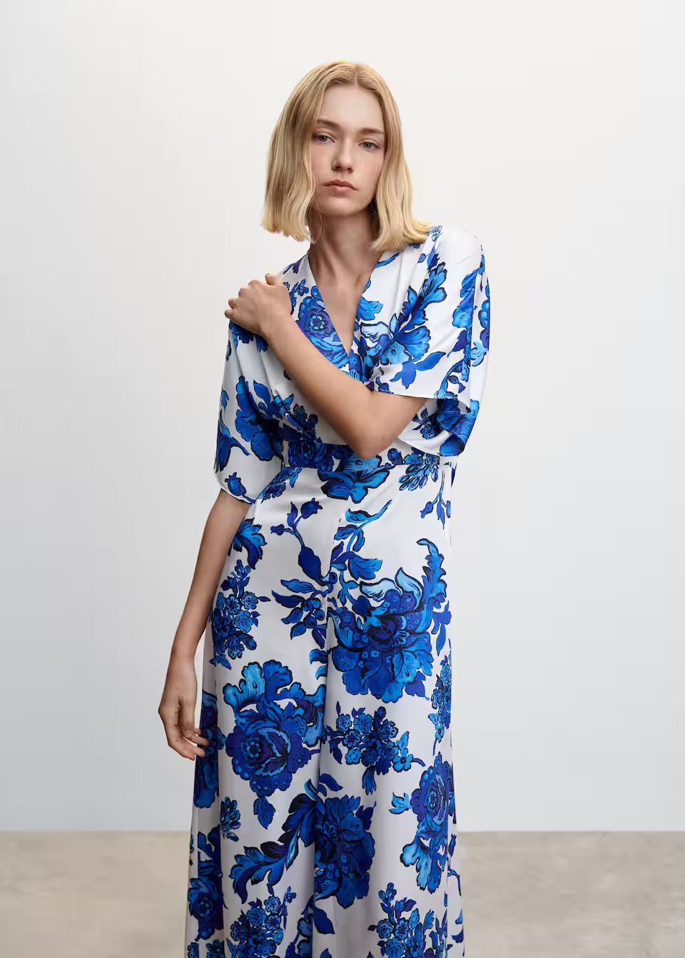 Floral cropped jumpsuit -  Women | Mango United Kingdom | MANGO (UK)