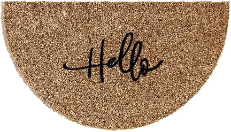 Barnyard Designs 'Hello' Half Moon Doormat Welcome Mat for Outdoors, Large Front Door Entrance Ma... | Amazon (US)