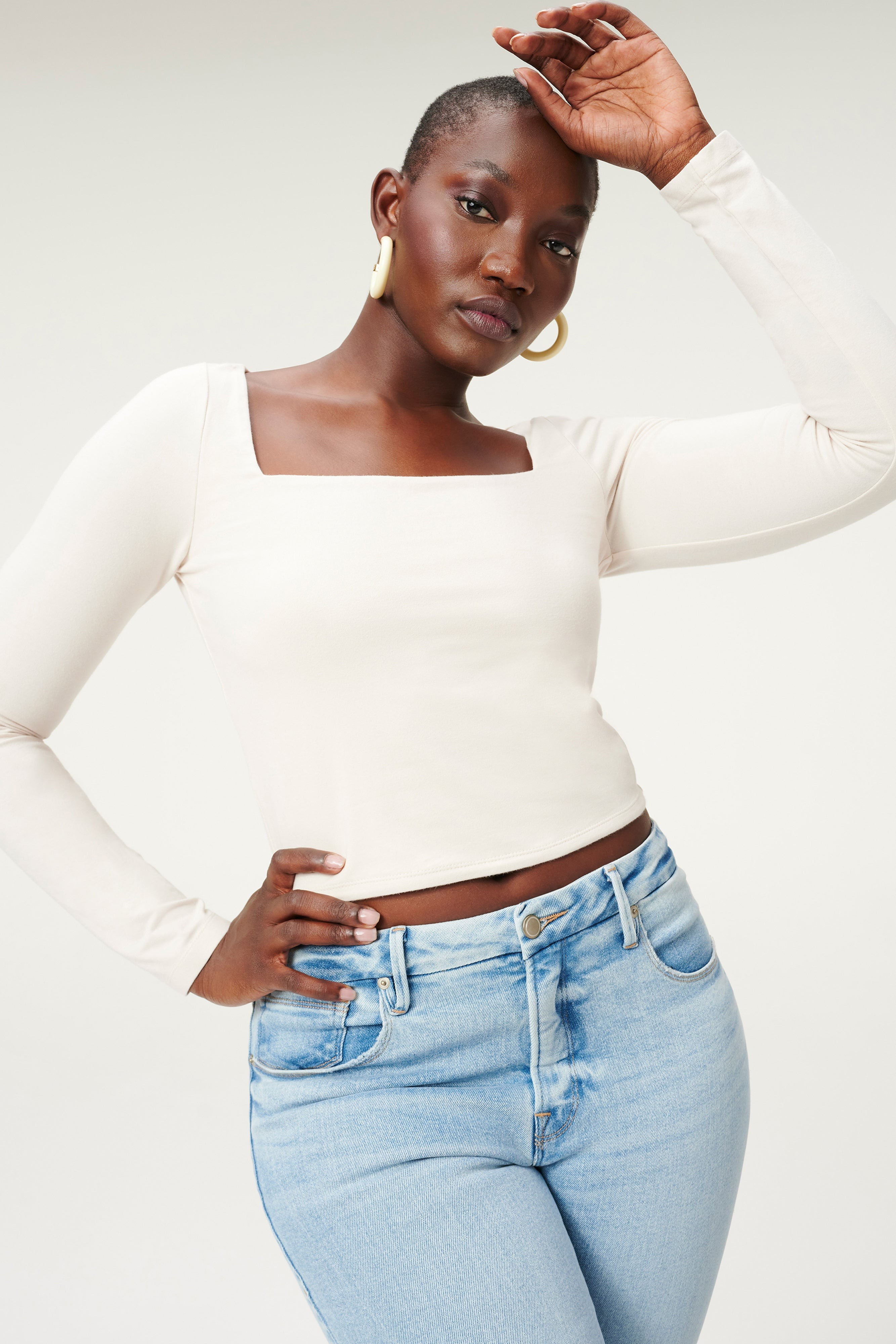 ESSENTIAL SQUARE NECK TOP | BONE001 | Good American