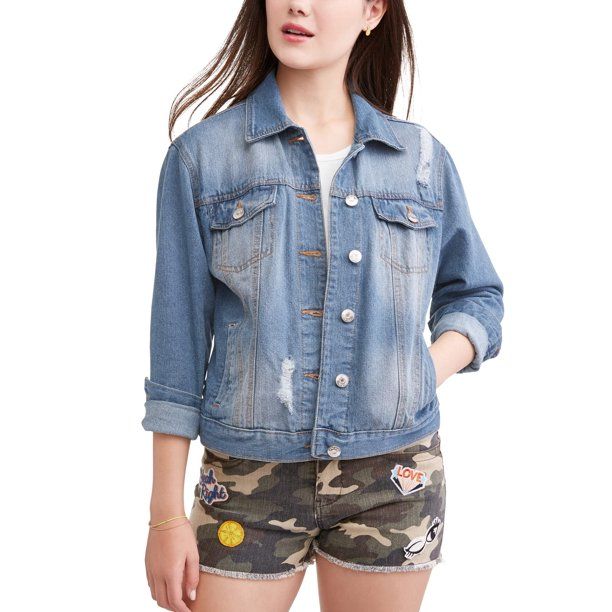 New Look Juniors' Distressed Denim Jacket | Walmart (US)
