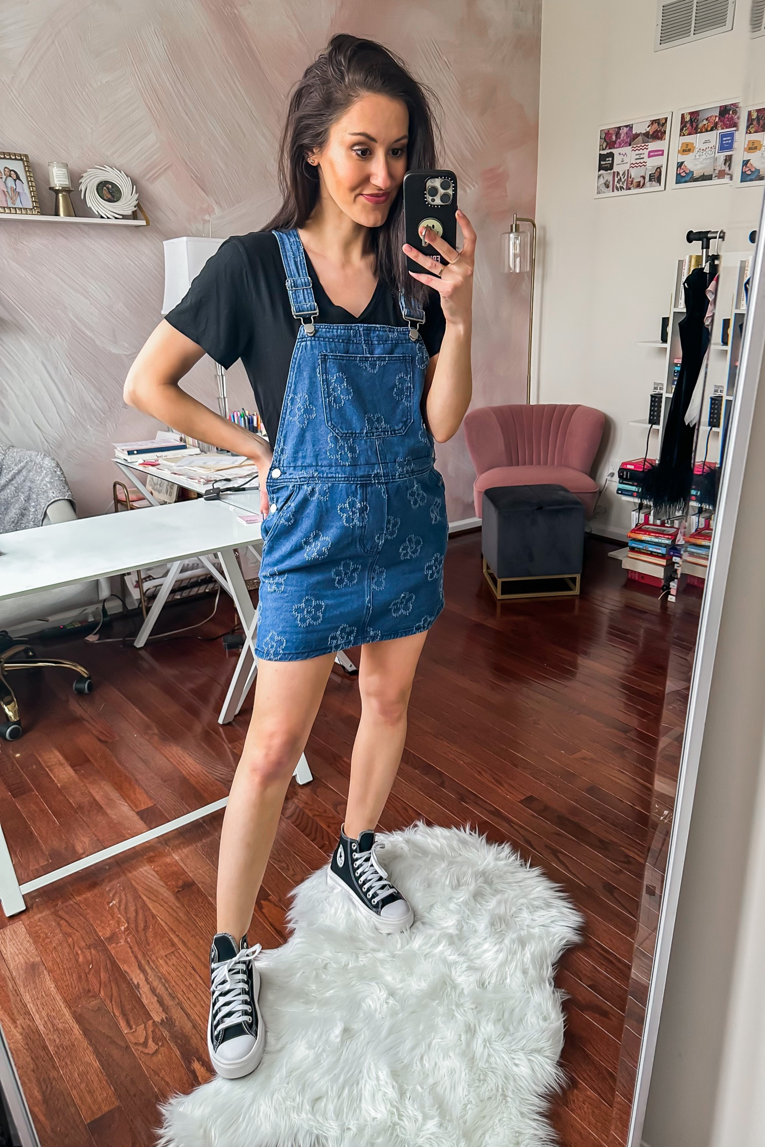 Floral overall dress outfit // black platform converse // vici outfit 🖤 

#LTKunder100 #LTKbump #LTKSeasonal