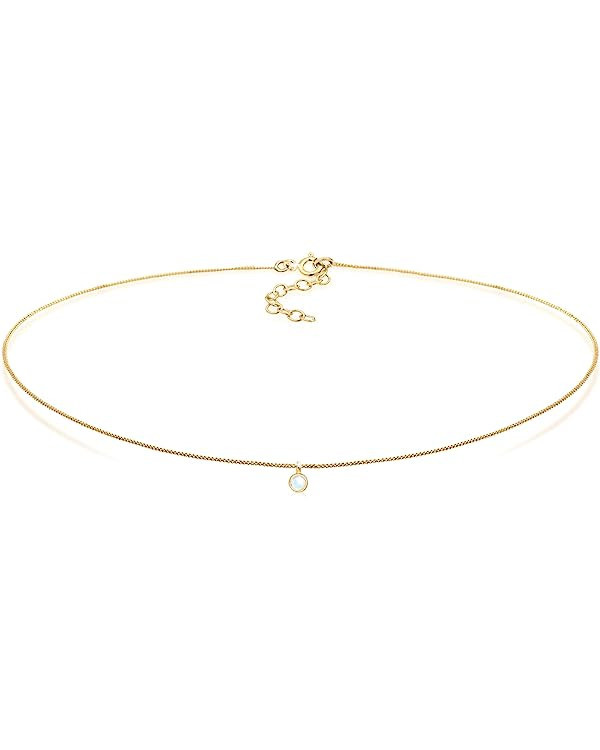 Elli Necklace Women's Choker Pendant Geo with Moonstone in 925 Sterling Silver, Moonstone | Amazon (DE)
