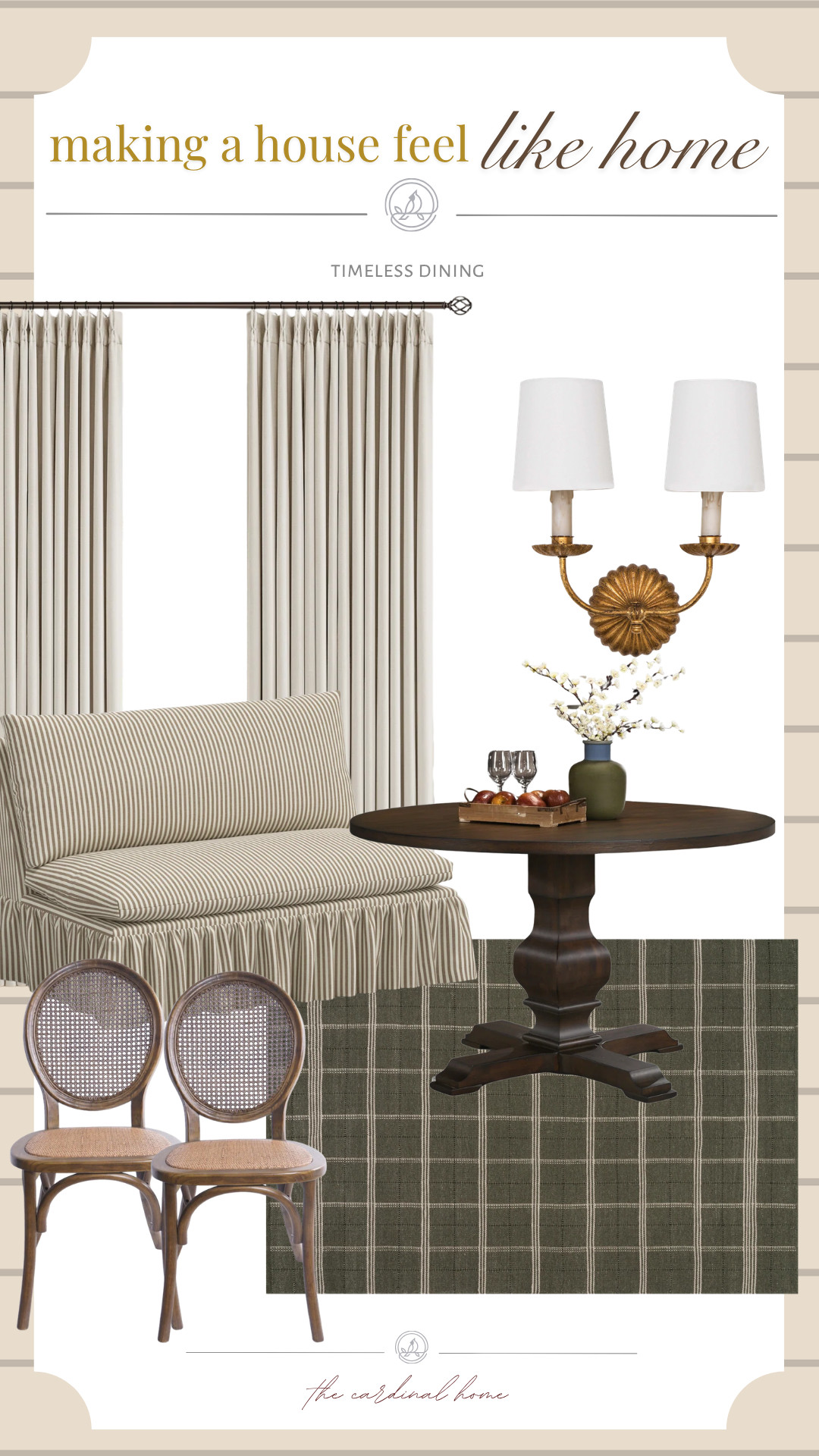 A dining nook with all the warm, collected details I love 🤎 Dark wood, timeless seating, soft curtains, a vintage-inspired rug and pretty lighting that makes the whole space feel cozy without being too formal.

dining room inspo | dining nook | dark wood dining table | dining chairs | dining settee | dining room curtains | vintage inspired rug | wall sconce | traditional dining room | transitional home decor | cozy dining room | warm home decor | timeless home style | dining room furniture | collected home decor 

 #LTKfoodie #LTKSeasonal #LTKHome
