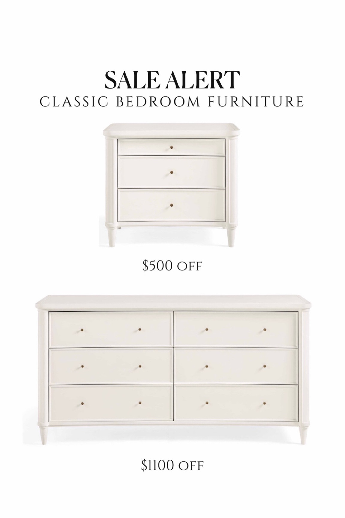 Still loving this classic nightstand and dresser 💗 white nightstands, white dresser, white bedroom furniture, bedroom set, sale alert, timeless furniture, antique inspired, white night table, home decor deals 

#LTKhome #LTKsalealert #LTKFind