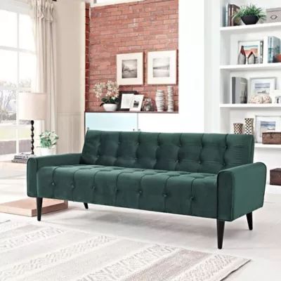 Modway Delve Velvet Sofa in Green | Bed Bath & Beyond