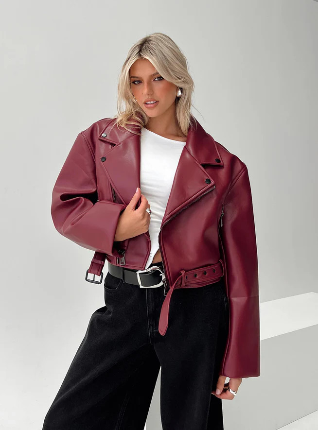 Staten Island Jacket Burgundy | Princess Polly US