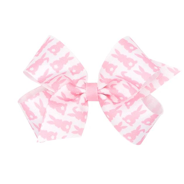 Pink Bunny Print Grosgrain Bow | Classic Whimsy
