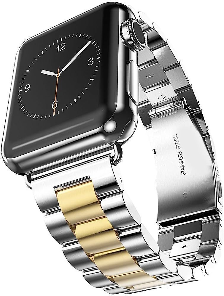 U191U Band Compatible with Apple Watch Stainless Steel Wristband Metal Buckle Clasp iWatch 38mm 40mm | Amazon (US)
