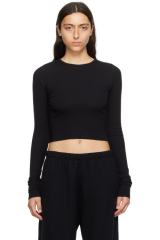 Black Cropped Long Sleeve T-Shirt | SSENSE