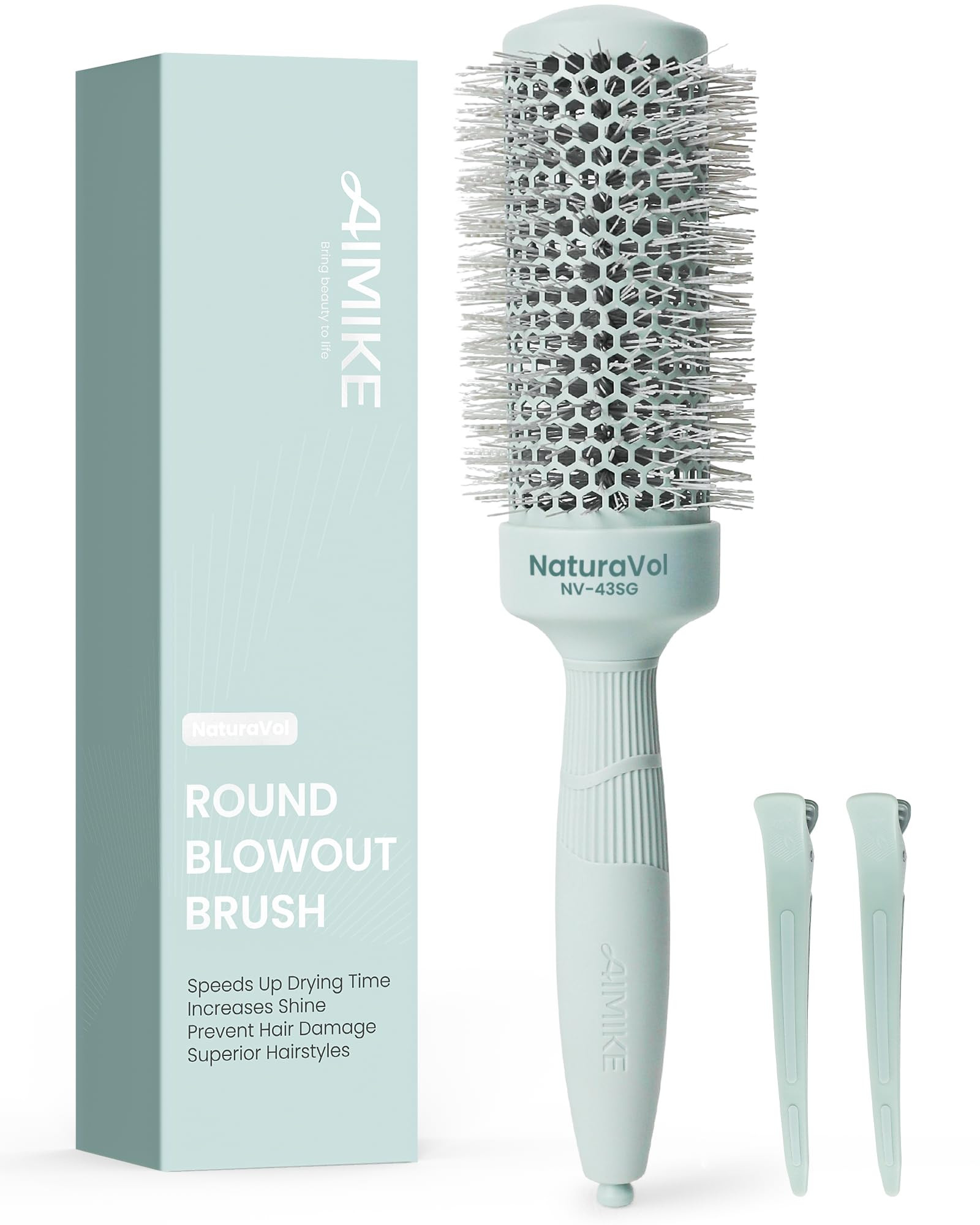 AIMIKE NaturaVol Round Brush for Blow Out, Round Hair Brush Nano Thermal Ceramic & Ionic Tech, fo... | Amazon (US)
