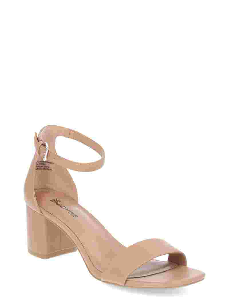 No Boundaries Women's Block Heel Sandals, Wide-Width Available | Walmart (US)
