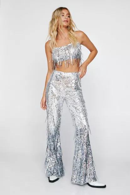 Tassel Sequin Flared Pants | Nasty Gal (US)
