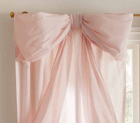 LoveShackFancy Oversized Bow Light-Filtering Curtain | Pottery Barn Kids