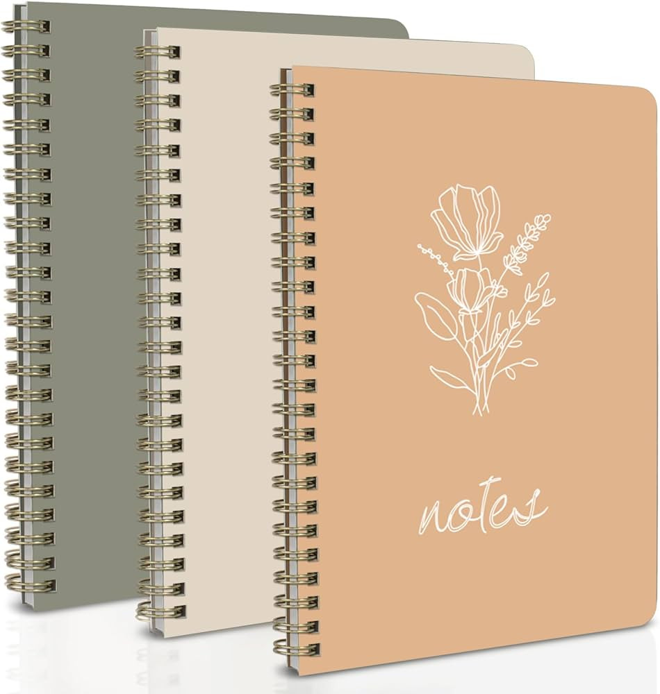 FunCharm 3 Packs Aesthetic Spiral Notebooks for Women, 8x6 Cute Journals/Notebooks with 80 Pages,... | Amazon (US)