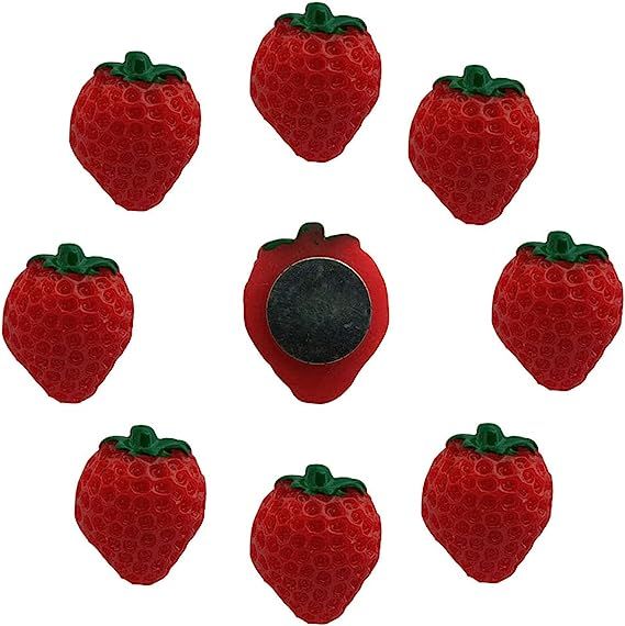 brandname XQingmei 30 pcs Refrigerator Magnet Decorative Cute Big Strawberry Fruit Boxed Resin Ha... | Amazon (US)