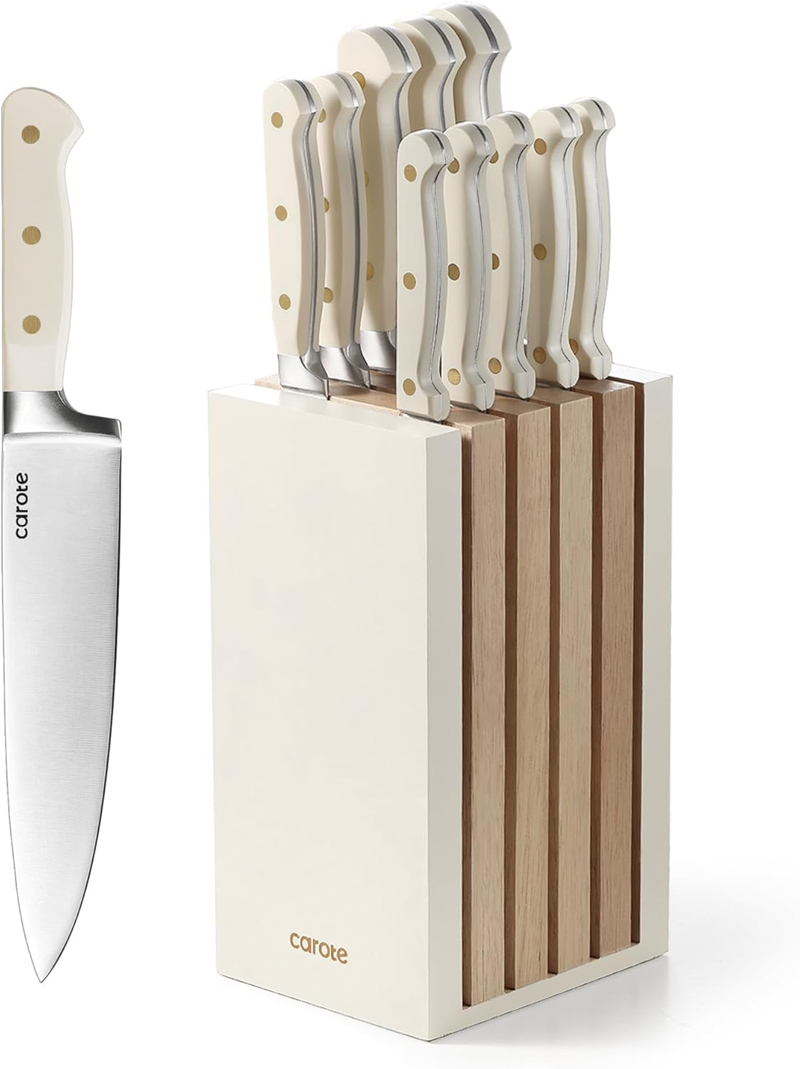 CAROTE 11PCS Knife Set with Block for kitchen, Stainless Steel Razor-Sharp Blade, Triple Riveted ... | Amazon (US)