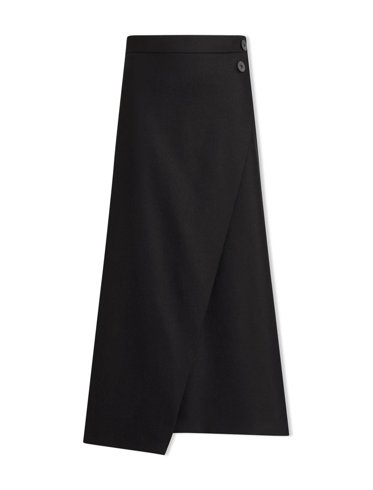 Layla Wool Maxi Wrap Skirt - Black | Cefinn