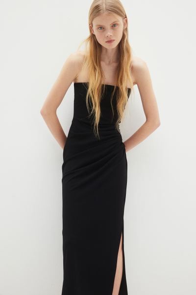 Draped bandeau dress - Black - Ladies | H&M GB | H&M (UK, MY, IN, SG, PH, TW, HK)