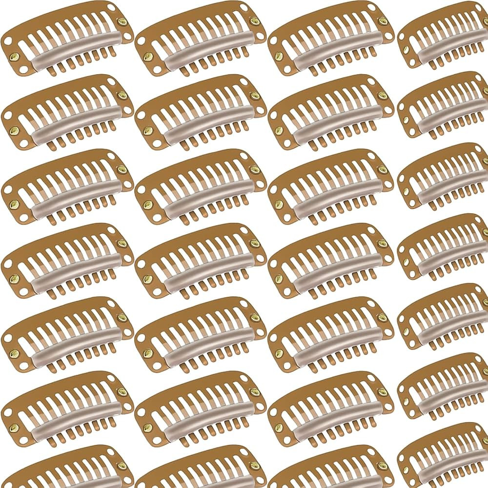 WILLBOND 30 Pieces 32 mm 9-teeth Hair Extension Clips Hair Extension Wigs Snap Clips Comb Small S... | Amazon (US)
