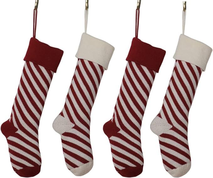Vanteriam Knit Christmas Stockings 4 Pack, 19" Large Knitted Christmas Stockings Personalized Dec... | Amazon (US)