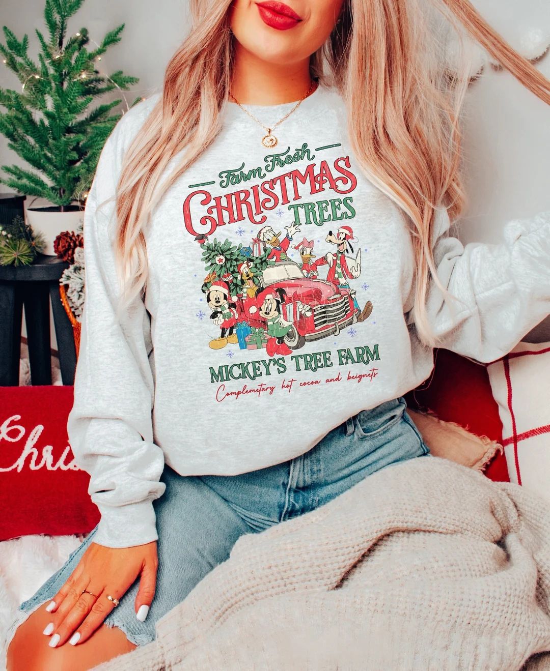 Disney Farm Fresh Sweatshirt, Mickey's Tree Farm, Mickey And Friends Christmas shirt, Christmas D... | Etsy (US)