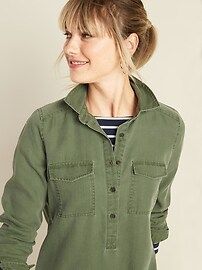 Faded Twill Shirt Dress for Women | Old Navy (US)