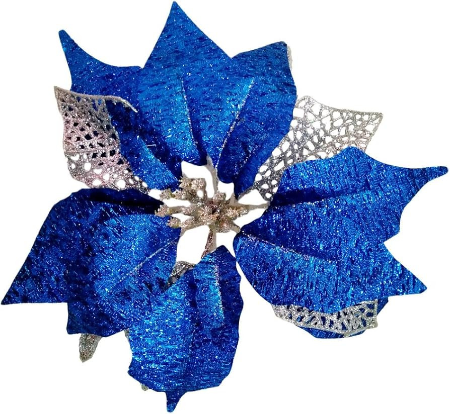 NOVELTY GIFTS1 9 Inch Large Glitter Poinsettia Christmas Tree Ornaments Wedding Artificial Flower... | Amazon (US)
