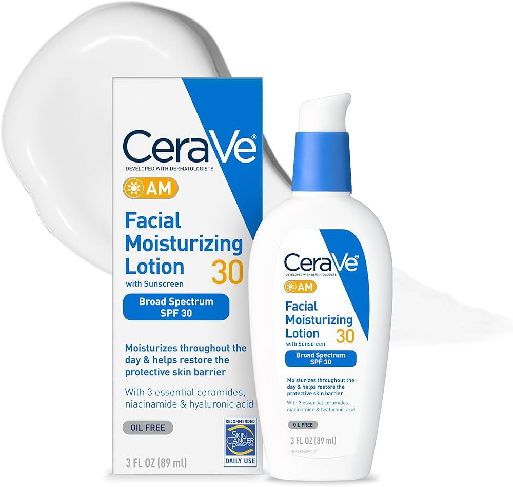 CeraVe AM Facial Moisturizing Lotion with SPF 30, Oil-Free Face Moisturizer with SPF, Formulated ... | Amazon (US)
