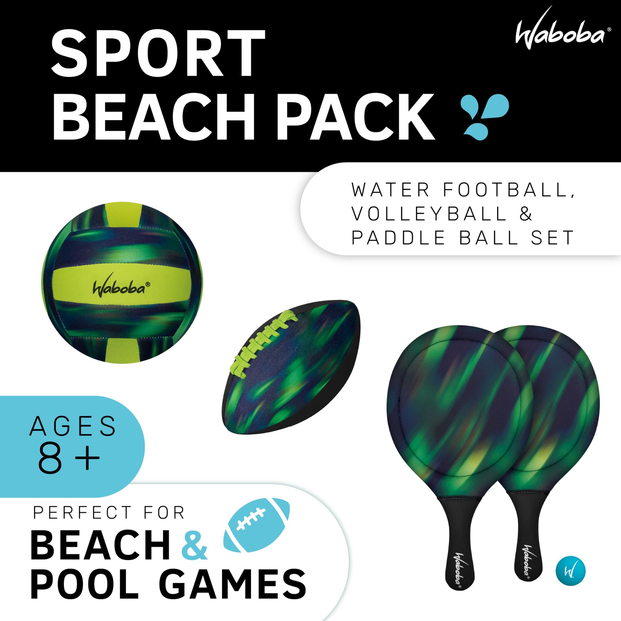 Waboba Sport Beach Pack – Includes 9 Inch Water Football, Beach Volleyball & Paddle Set – Per... | Amazon (US)