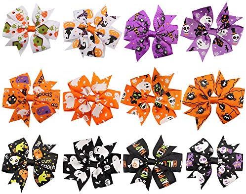 Amazon.com : Rocutus 12pcs/set Halloween's Day Bow Knot Hair Pins Boutique clips Grosgrain Ribbon... | Amazon (US)