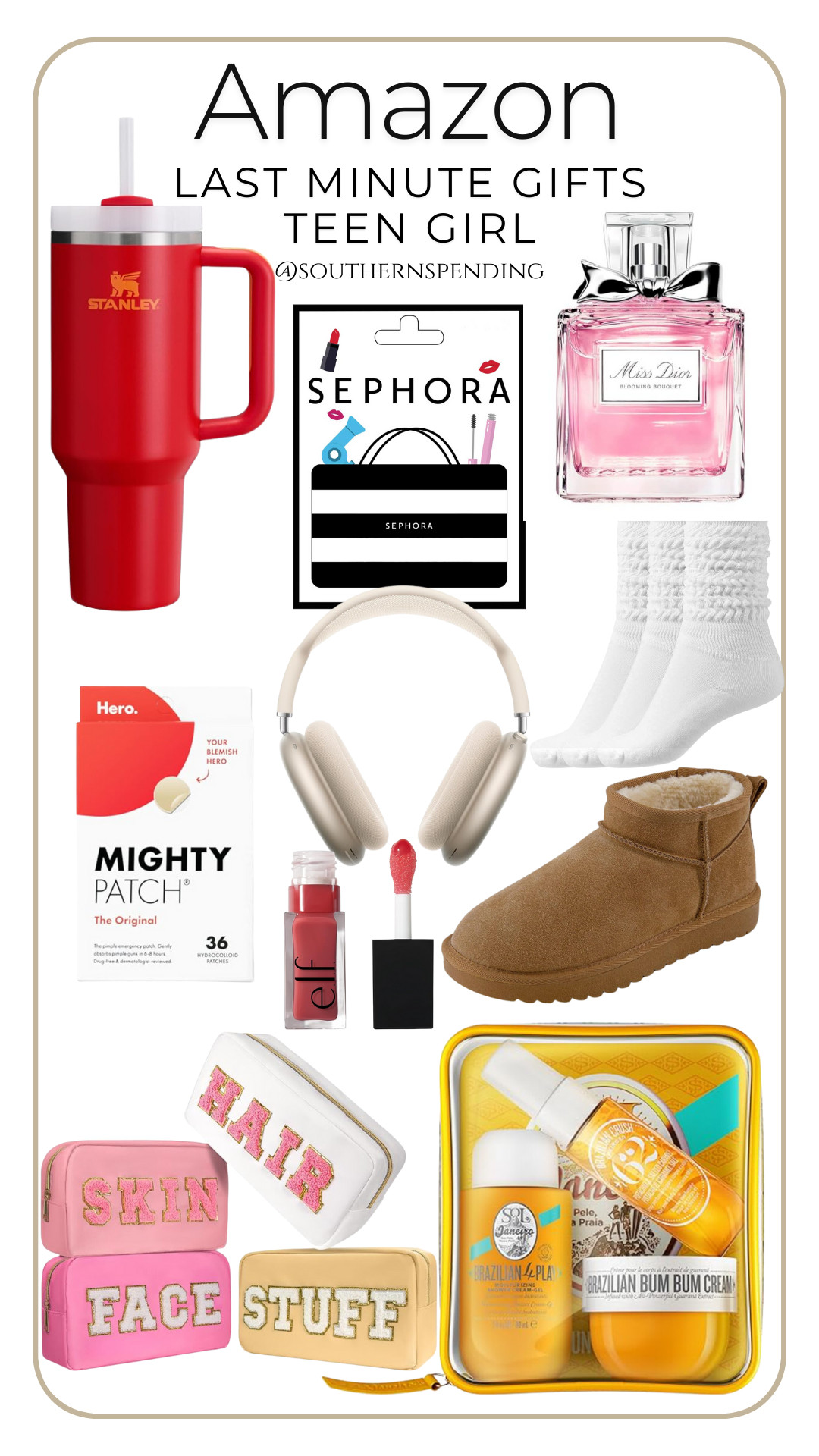 Last minute gifts and stocking stuffers for teens girls and young adults.

beauty, lip gloss, pimple patch, skincare, stanley, perfume, miss dior, scrunch socks, uggs, cosmetic pouch, apple airpods, meta quest, oculus, elf cosmetics, roblox, candy

 

 #LTKGiftGuide #LTKSaleAlert #LTKBeauty