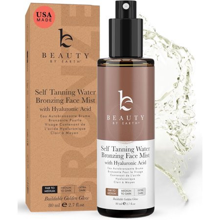 Beauty by Earth Self Tanning Face Mist - USA Made with Natural and Organic Ingredients Self Tanner Spray Tan for a Natural Looking Tan, 2.7 fl. oz | Walmart (US)