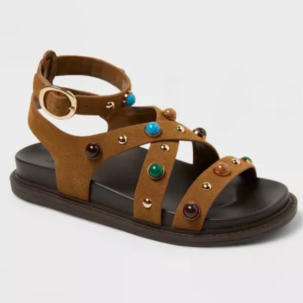 Cute Western  sandals with memory foam!! The gems and gold studded detail is 10/10

#LTKPetite #LTKMidsize #LTKTall