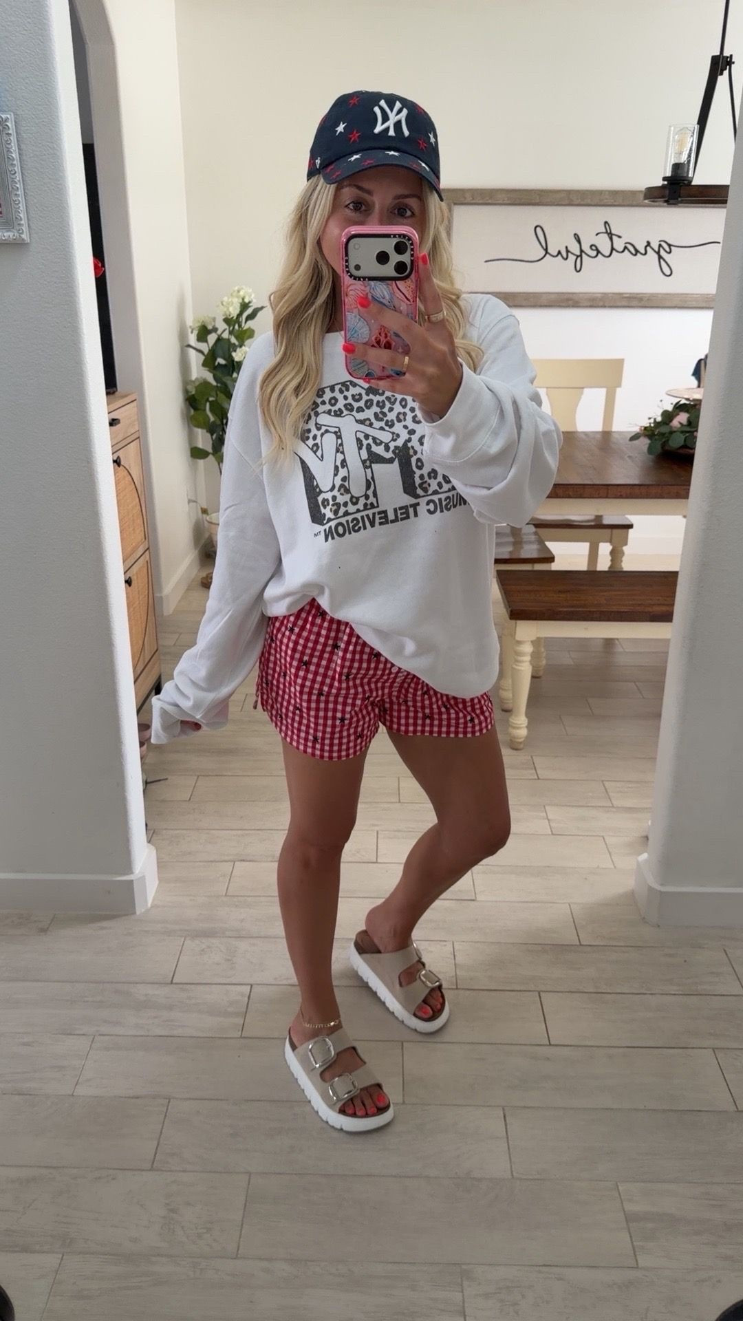Comfy cute everyday outfit
Large mtv sweater 
Small shorts 
Sandals tts

#LTKootd
